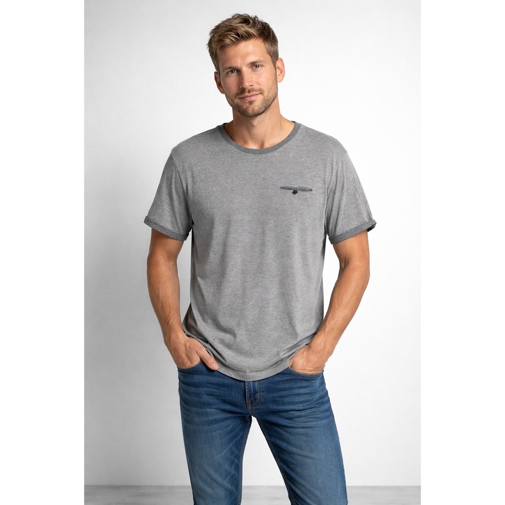 Ted Baker London Tempoe Gray Striped Cotton‎ T-Shirt Mens Size 4 L